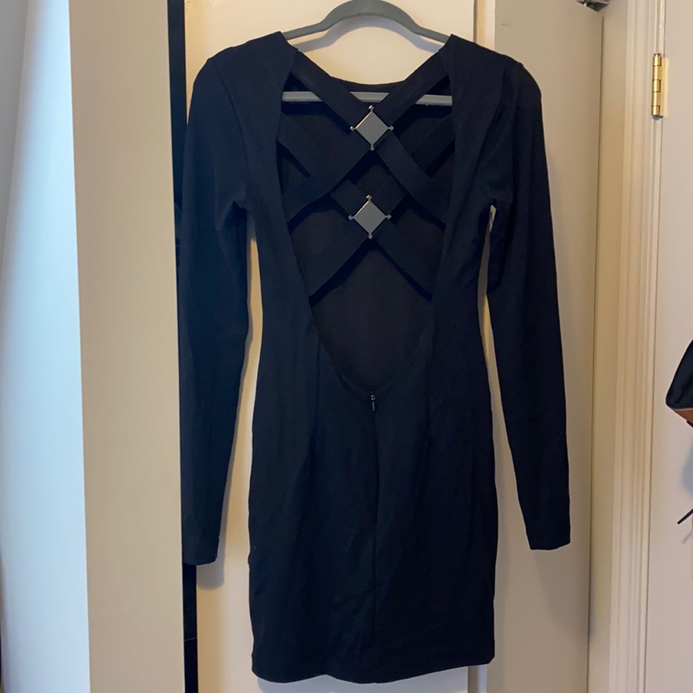 Black Bodycon Open Back Dress